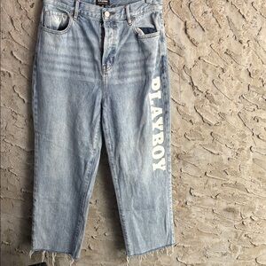 Playboy PacSun Light Blue Grunge Punk Flare Distressed Jeans New Without Tags